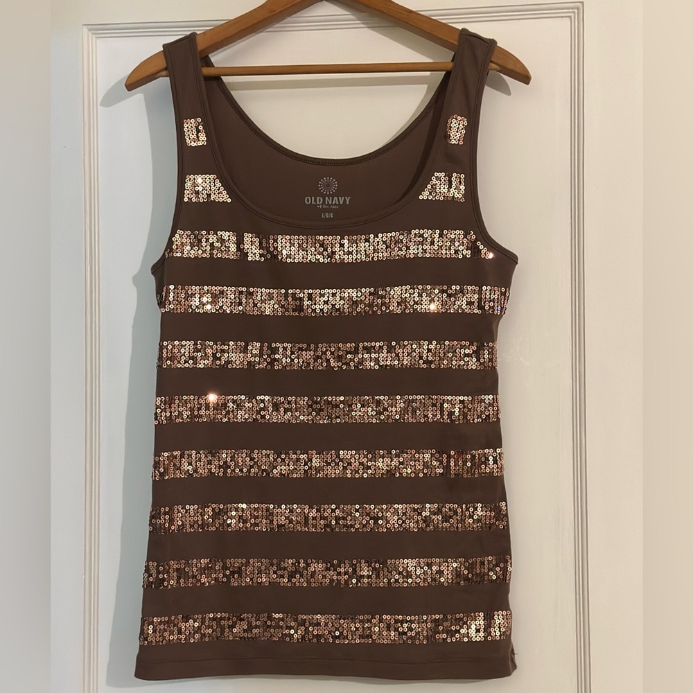 Old Navy Brown Sequin Tank Top